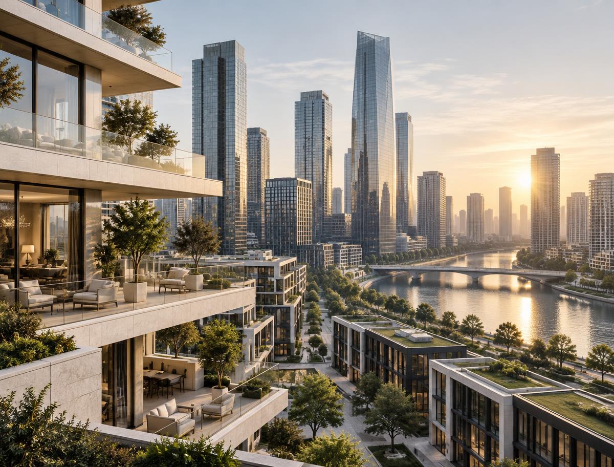 Modern international real estate district
